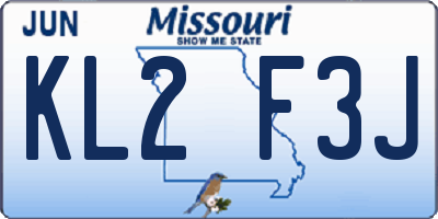 MO license plate KL2F3J