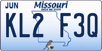 MO license plate KL2F3Q