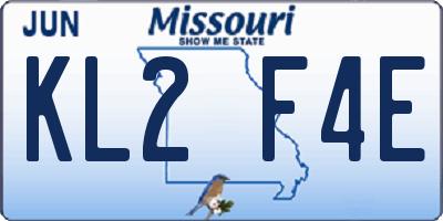 MO license plate KL2F4E