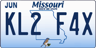 MO license plate KL2F4X