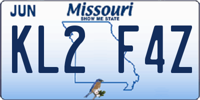 MO license plate KL2F4Z
