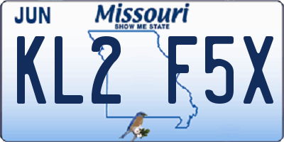 MO license plate KL2F5X