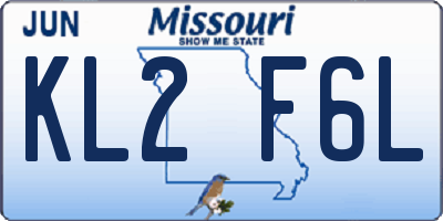 MO license plate KL2F6L