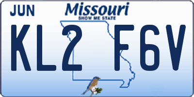 MO license plate KL2F6V