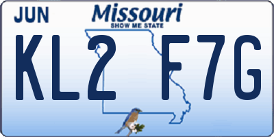 MO license plate KL2F7G
