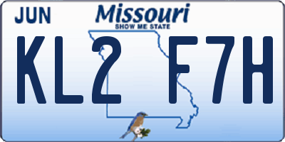 MO license plate KL2F7H