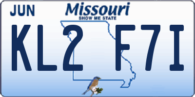 MO license plate KL2F7I