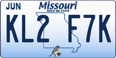 MO license plate KL2F7K