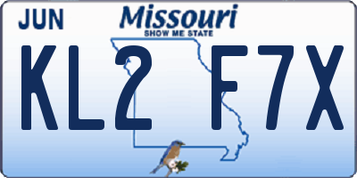 MO license plate KL2F7X