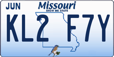 MO license plate KL2F7Y