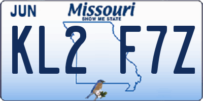 MO license plate KL2F7Z