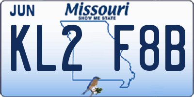 MO license plate KL2F8B