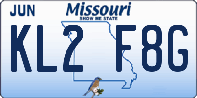 MO license plate KL2F8G