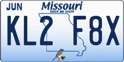 MO license plate KL2F8X