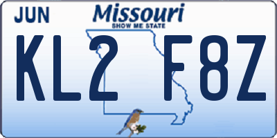MO license plate KL2F8Z