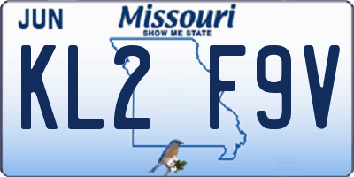 MO license plate KL2F9V