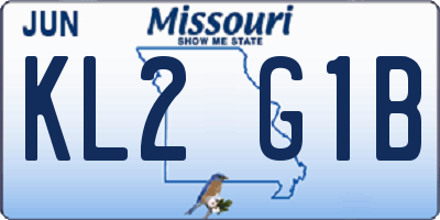 MO license plate KL2G1B