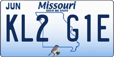 MO license plate KL2G1E