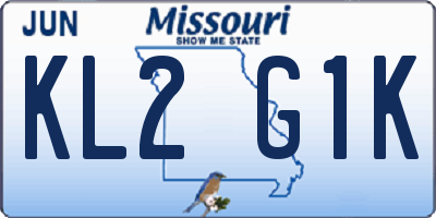 MO license plate KL2G1K