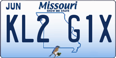MO license plate KL2G1X