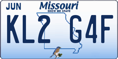MO license plate KL2G4F