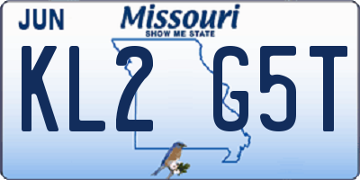 MO license plate KL2G5T
