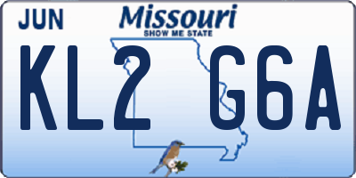 MO license plate KL2G6A