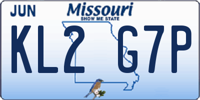 MO license plate KL2G7P