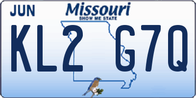 MO license plate KL2G7Q