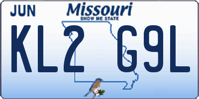 MO license plate KL2G9L