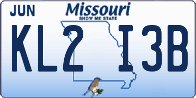 MO license plate KL2I3B