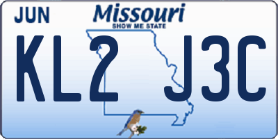 MO license plate KL2J3C