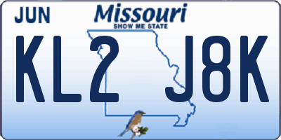 MO license plate KL2J8K