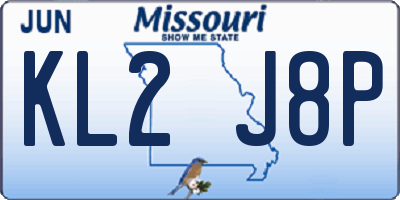 MO license plate KL2J8P