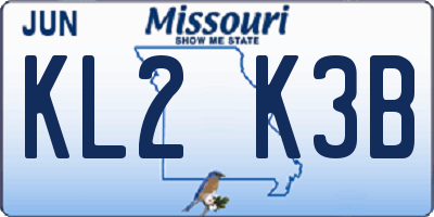 MO license plate KL2K3B