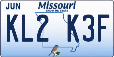 MO license plate KL2K3F