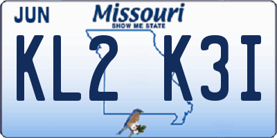 MO license plate KL2K3I