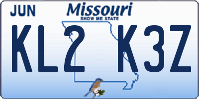MO license plate KL2K3Z