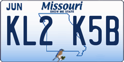 MO license plate KL2K5B