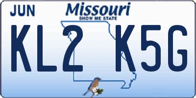 MO license plate KL2K5G