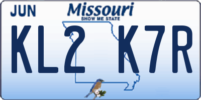 MO license plate KL2K7R