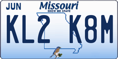 MO license plate KL2K8M