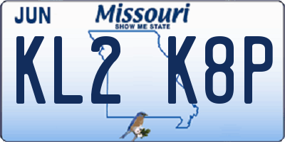 MO license plate KL2K8P