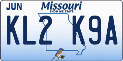 MO license plate KL2K9A