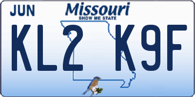 MO license plate KL2K9F