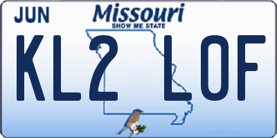 MO license plate KL2L0F