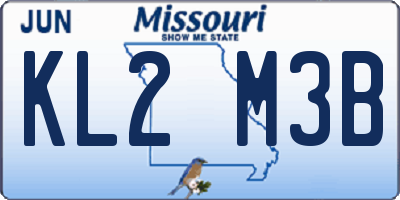 MO license plate KL2M3B