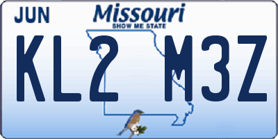 MO license plate KL2M3Z