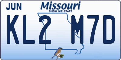 MO license plate KL2M7D