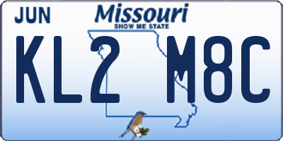 MO license plate KL2M8C